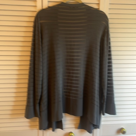 Lafayette 148 Matte Crepe Mixed Stripe Cardigan Size 2X Sweater French Blue - Picture 6 of 6